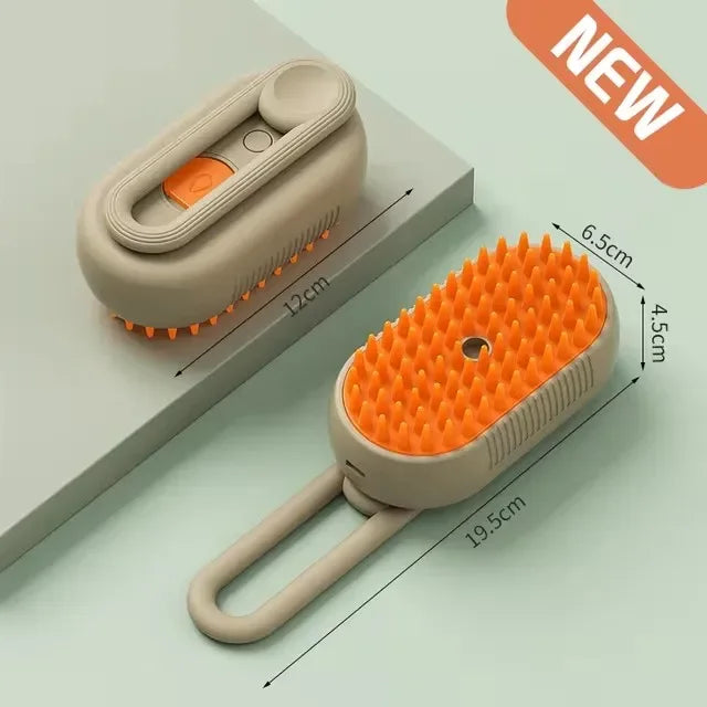 Cepillo de Vapor 3 en 1 para Mascotas: Limpieza, Masaje y Eliminación de Pelo