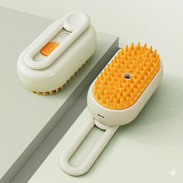 Cepillo de Vapor 3 en 1 para Mascotas: Limpieza, Masaje y Eliminación de Pelo