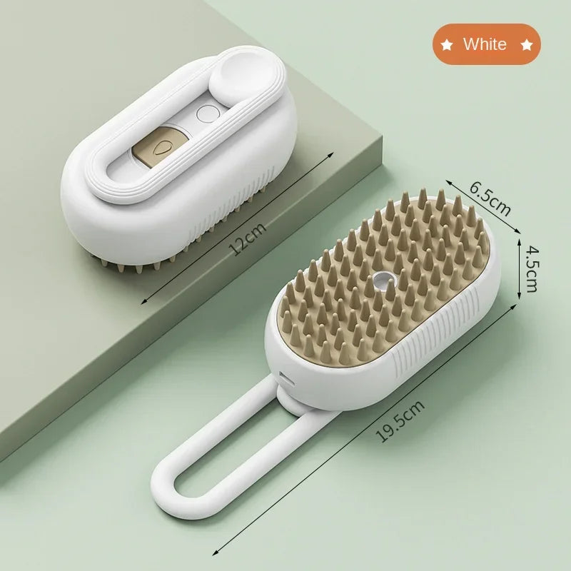 Cepillo de Vapor 3 en 1 para Mascotas: Limpieza, Masaje y Eliminación de Pelo