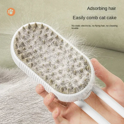 Cepillo de Vapor 3 en 1 para Mascotas: Limpieza, Masaje y Eliminación de Pelo